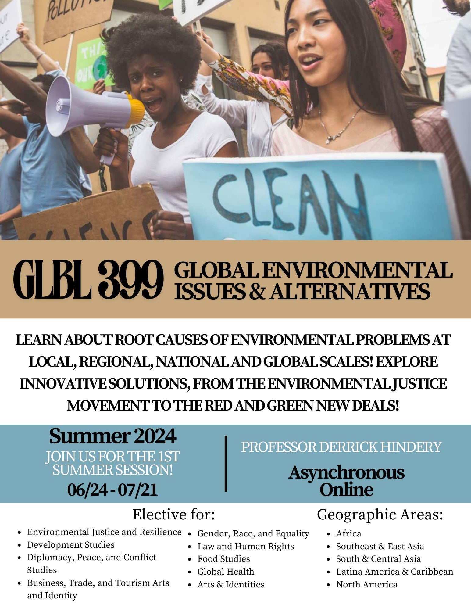 Flier: GLBL 399 Global Environmental Issues and Alternatives (Solutions)