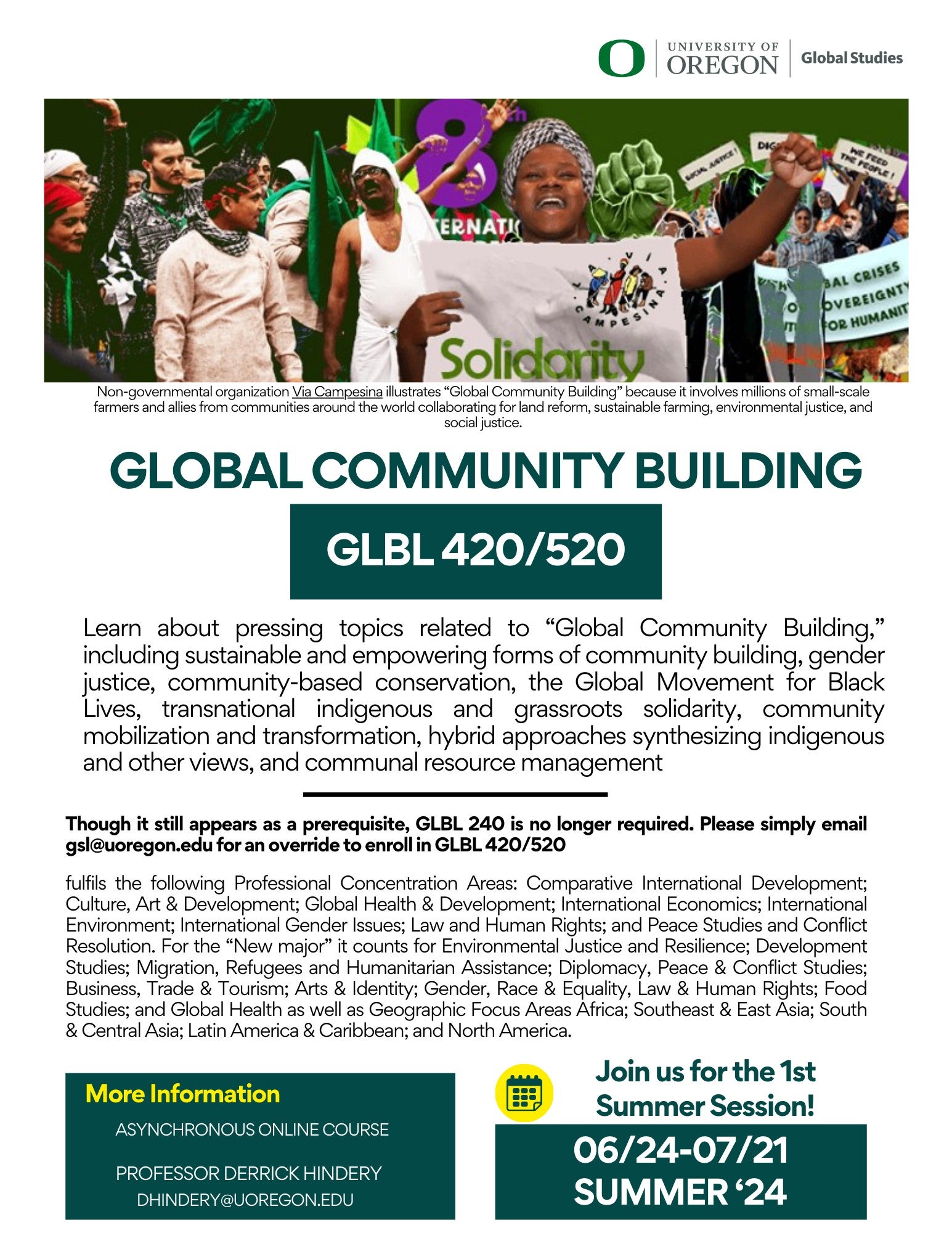 Flier: GLBL 420/520 Global Community Building (International Community Development)