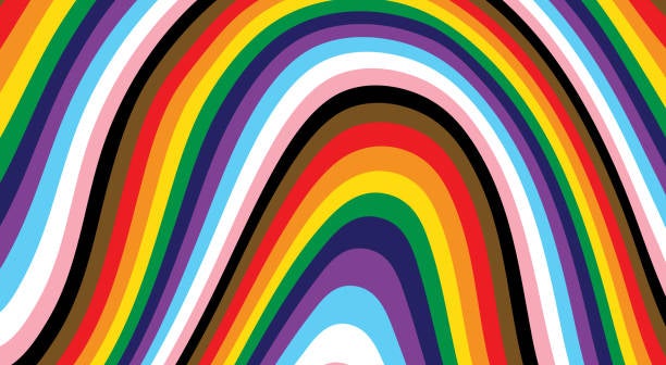 Show a wave composed of multiple layers displaying the pride colors, including those representing trans people and people of color 